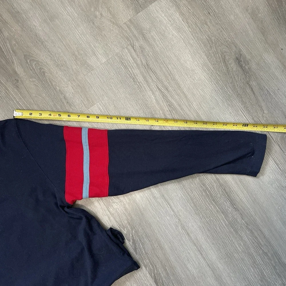 Vtg Chaps Ralph Lauren Shirt Mens L  Stripe Long Sleeve Rugby Navy Red Blue